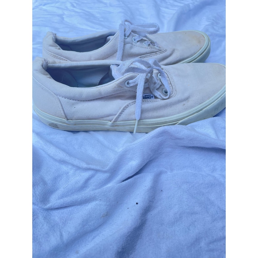 Vans Authentic Cream Canvas Low Top Skate Shoes Womens 11 Mens 9.5